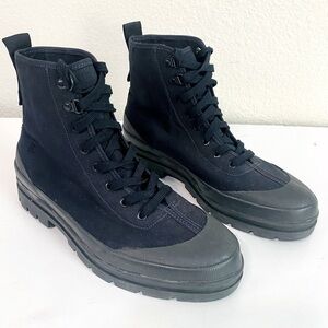Everlane Black Utility Canvas Boots Size 10
